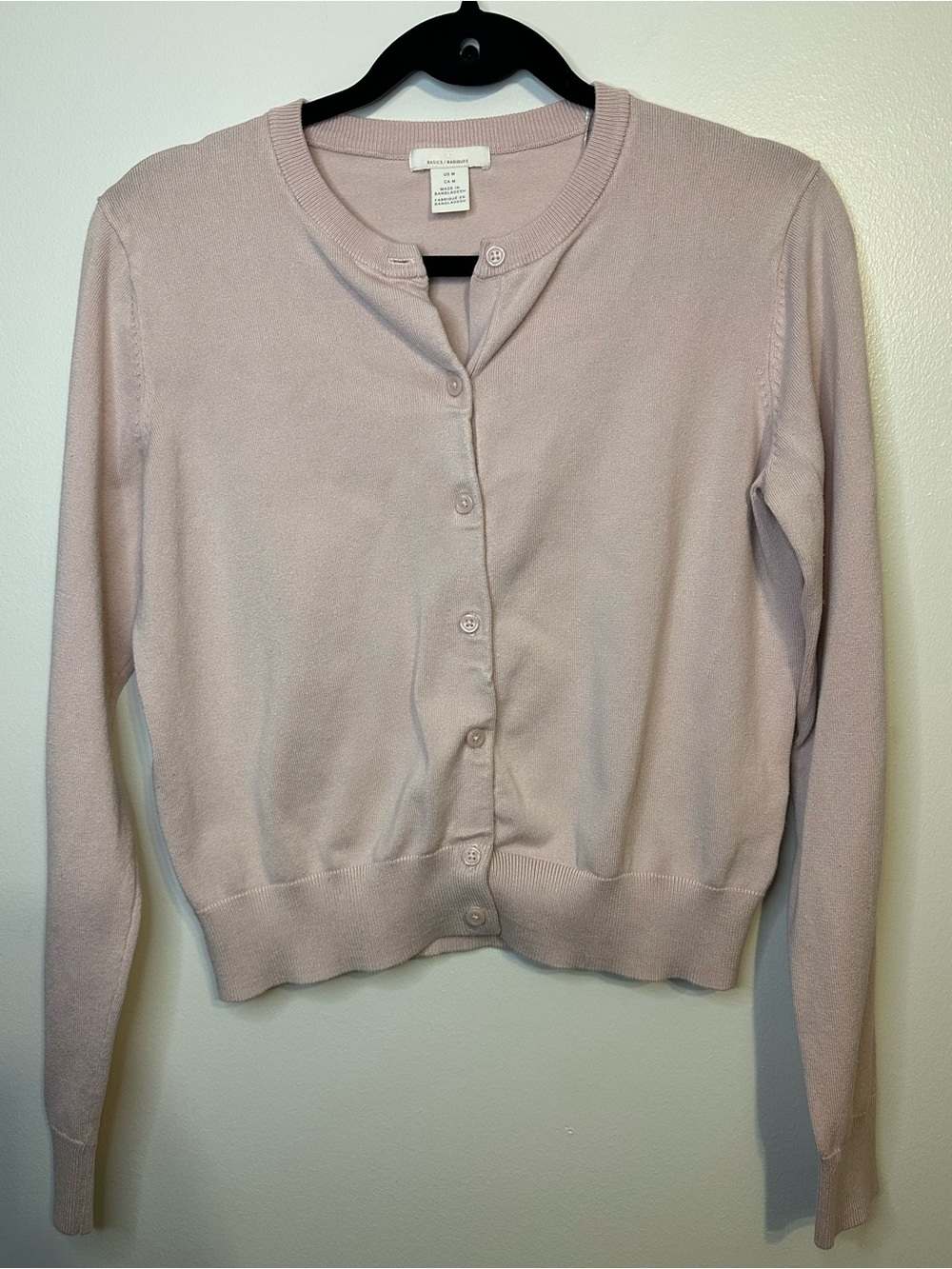 H&M Lightweight Pink Crewneck Cardigan Sweater - Picture 2 of 6